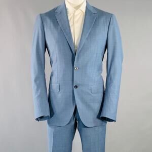 SARTORIO Size 44 Regular Blue Wool Notch Lapel Suit